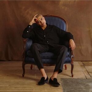 N.D.C. Hand-made in Italy Velvet Bowler Loafer Suede Leather Designer 45/12 Blue